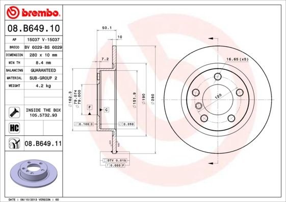 

Диск Тормозной Задний Mini Countryman/Paceman 10-16 brembo 08b64911