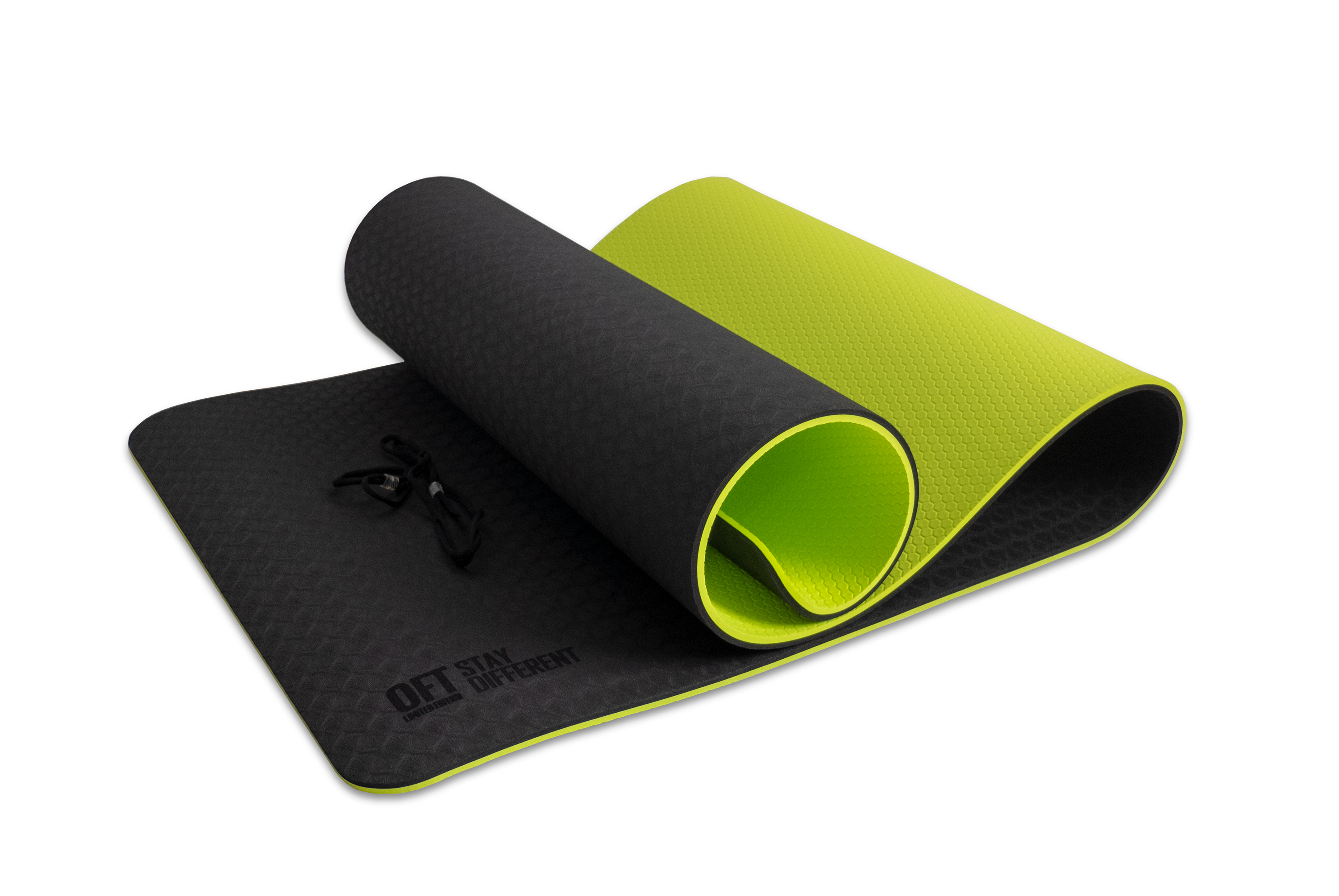 фото Fitness tools коврик для йоги 10 мм двухслойный tpe черно-зеленый oft ft-ygm10-tpe-bg original fit.tools