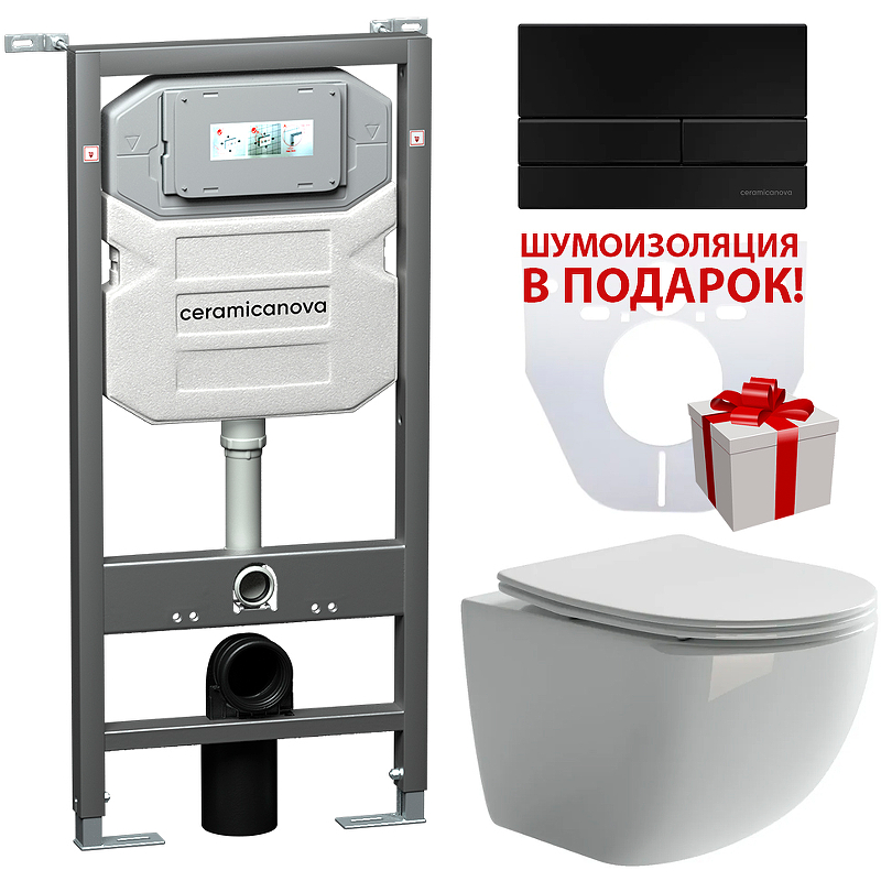 Комплект унитаза с инсталляцией Ceramicanova Forma CN3009_1002B_1000 с сиденьем Микролифт комплект унитаза wellwant