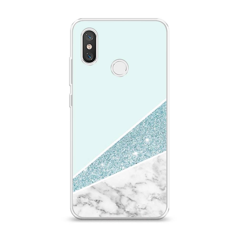 

Чехол Awog на Xiaomi Mi 8 "Мрамор с голубыми блестками", Разноцветный, 33550-3