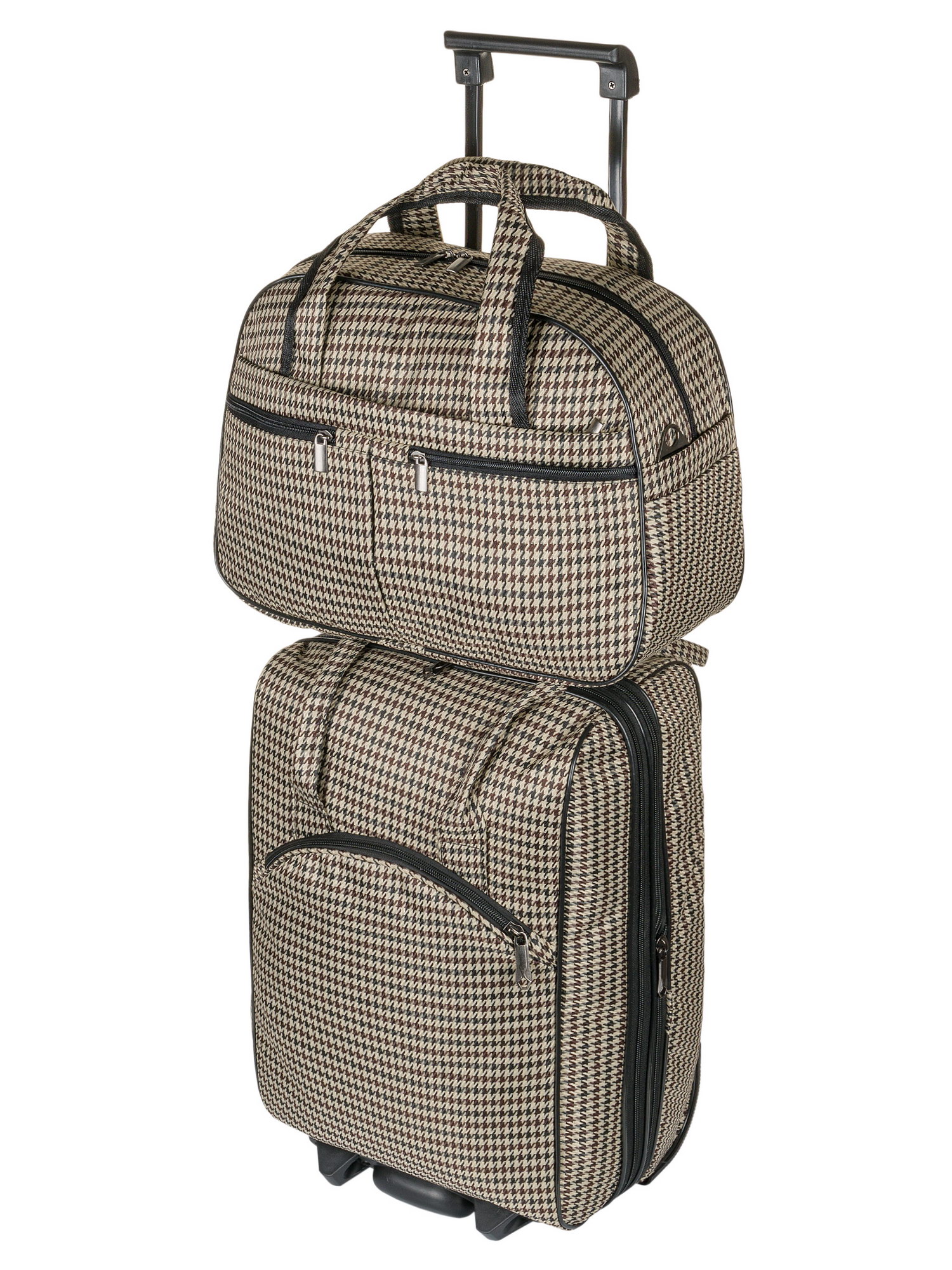 Комплект дорожных сумок унисекс NTL Continent М-7318Б гусиная лапка, 29х22х47 см