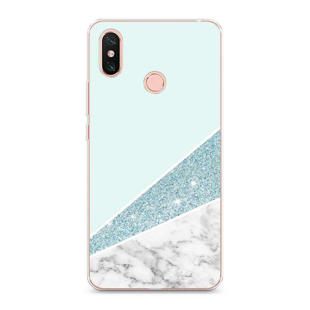 

Чехол Awog на Xiaomi Mi Max 3 "Мрамор с голубыми блестками", Разноцветный, 34350-3