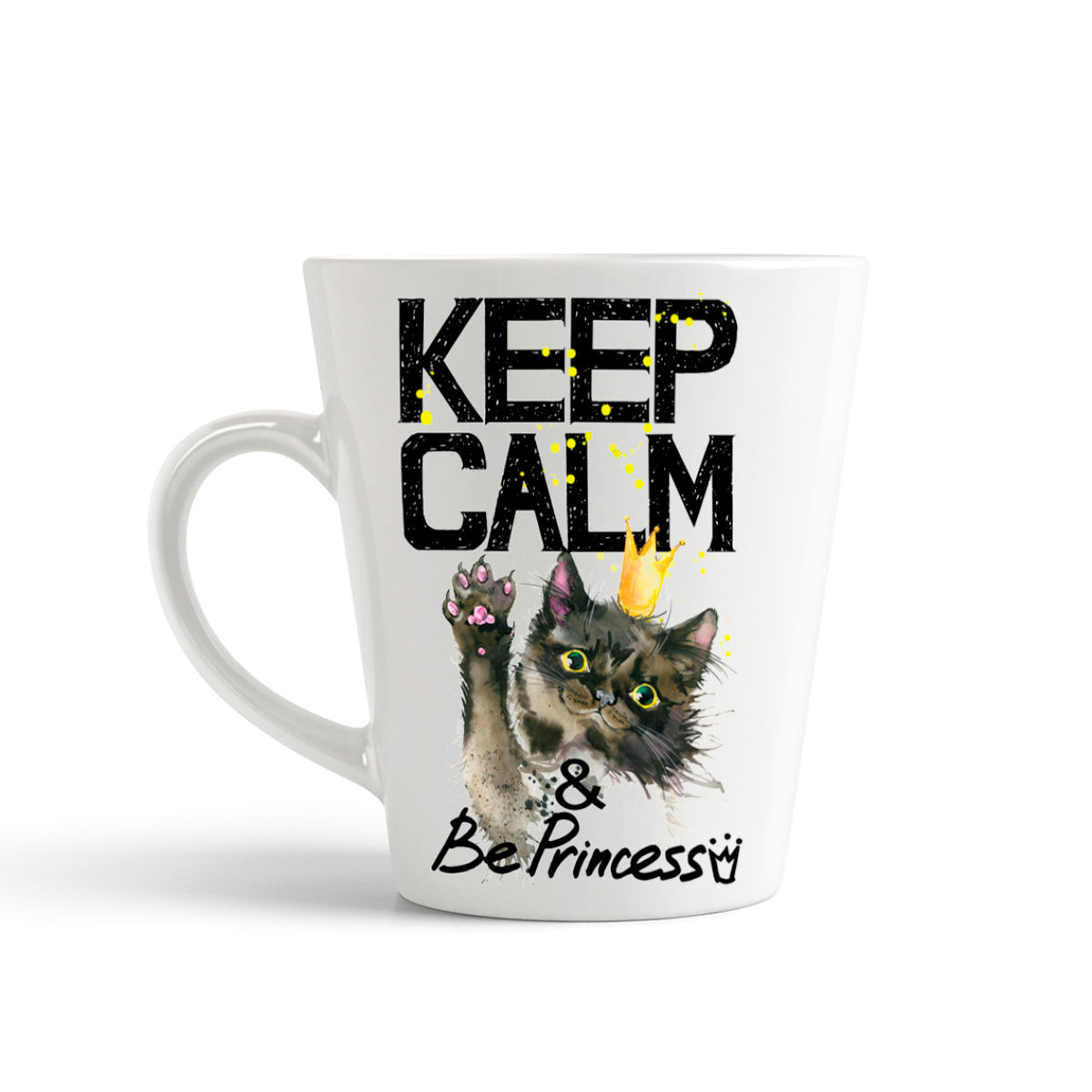 

Конусная кружка CoolPodarok Keep calm and be princess. Котик в короне