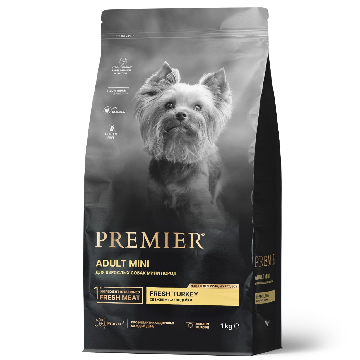 

Сухой корм Premier Dog Turkey Adult Mini индейка, для собак мелких пород, 1 кг