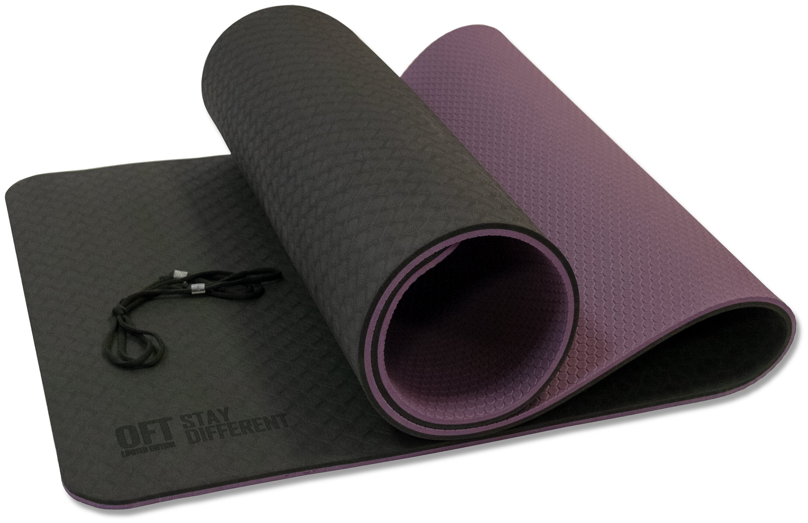 Коврик для йоги Original Fit.Tools FT-YGM10-TPE black/purple 180 см, 10 мм