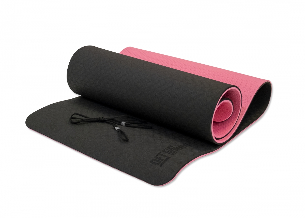 фото Коврик для йоги 10 мм двухслойный tpe черно-розовый original fittools ft-ygm10-tpe-bpnk original fit.tools