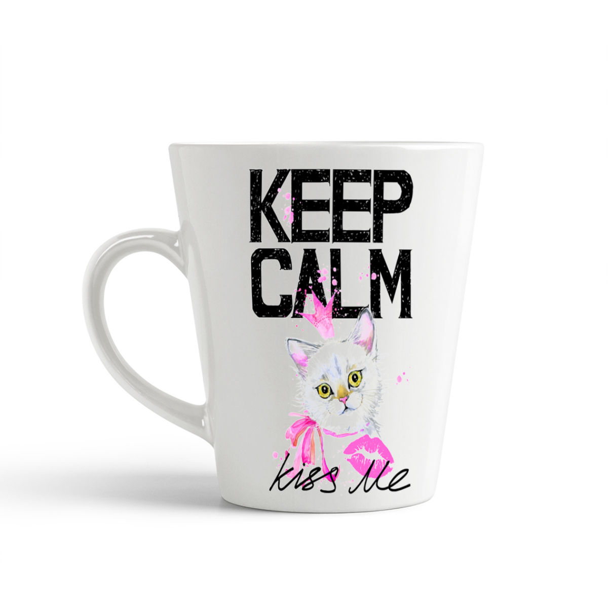 

Конусная кружка CoolPodarok Keep calm and kiss me. Котенок