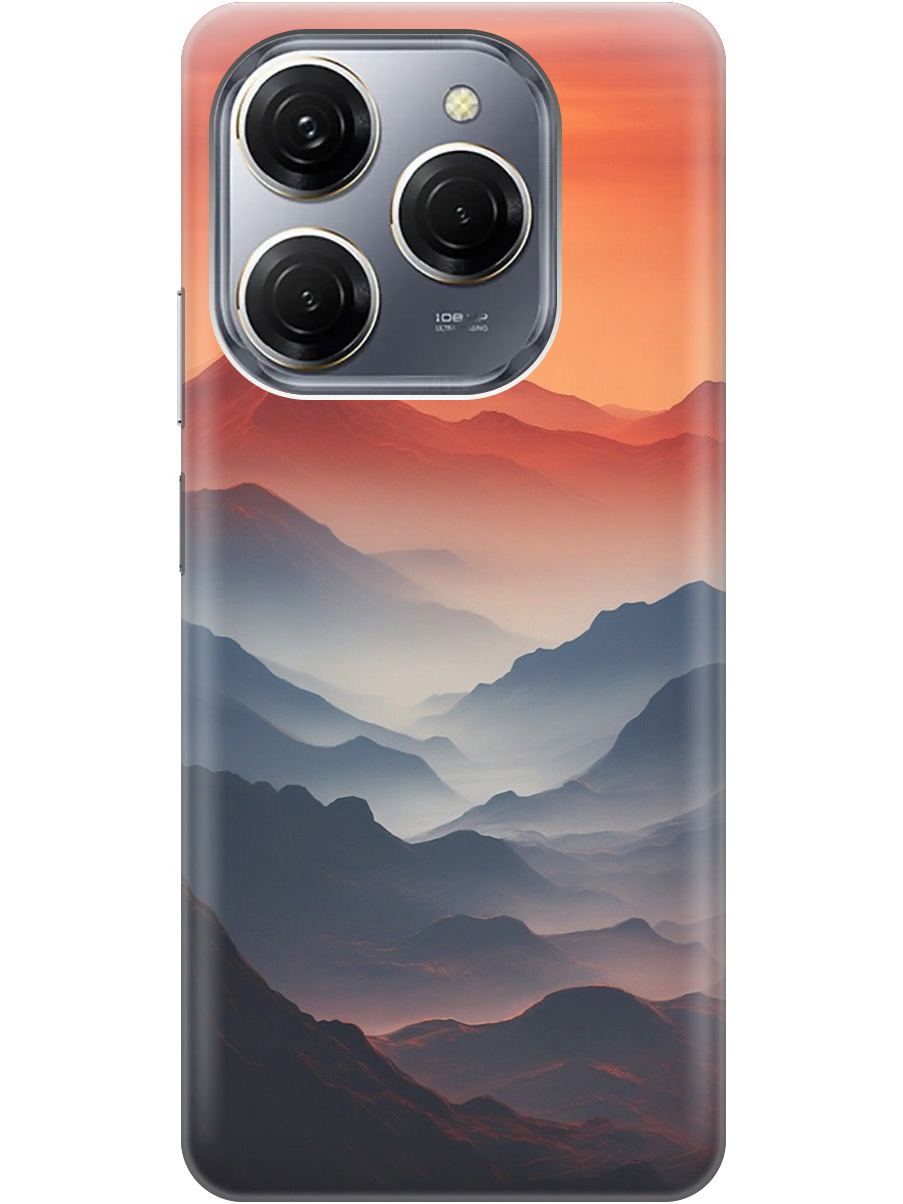 

Силиконовый чехол на Tecno Spark 20 Pro с принтом "Луна над горами", Прозрачный;оранжевый;черный, 779829010
