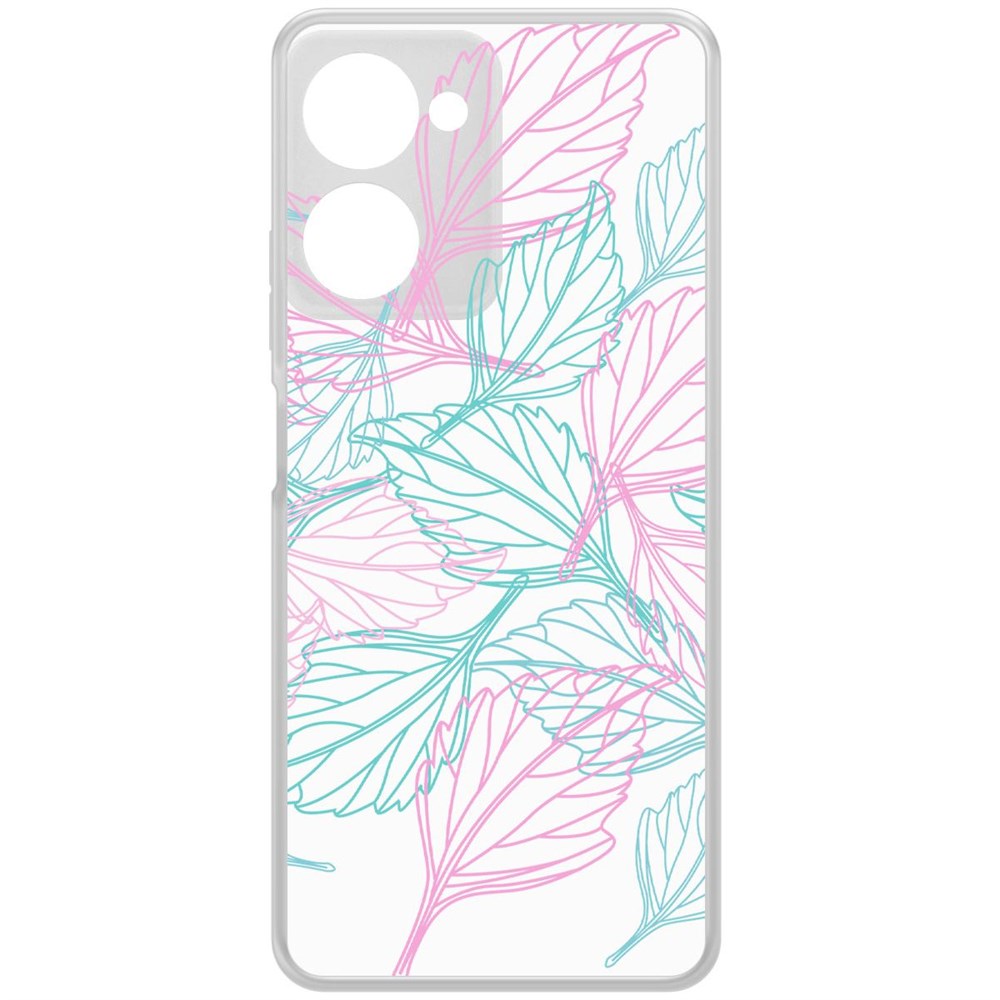 

Чехол-накладка Krutoff Clear Case Листья паттерн для Realme 10 Pro, Прозрачный