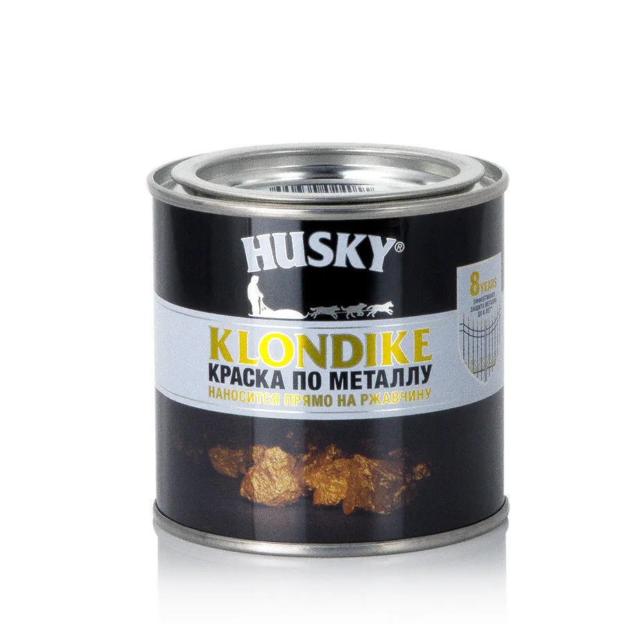 Краски по металлу HUSKY KLONDIKE с молотковым эффектом золото 250мл погремушка со световым эффектом