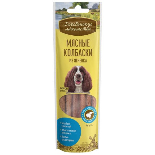 

Лакомство для собак ДЕРЕВЕНСКИЕ ЛАКОМСТВА Мясные колбаски из ягненка 45г, 10 шт