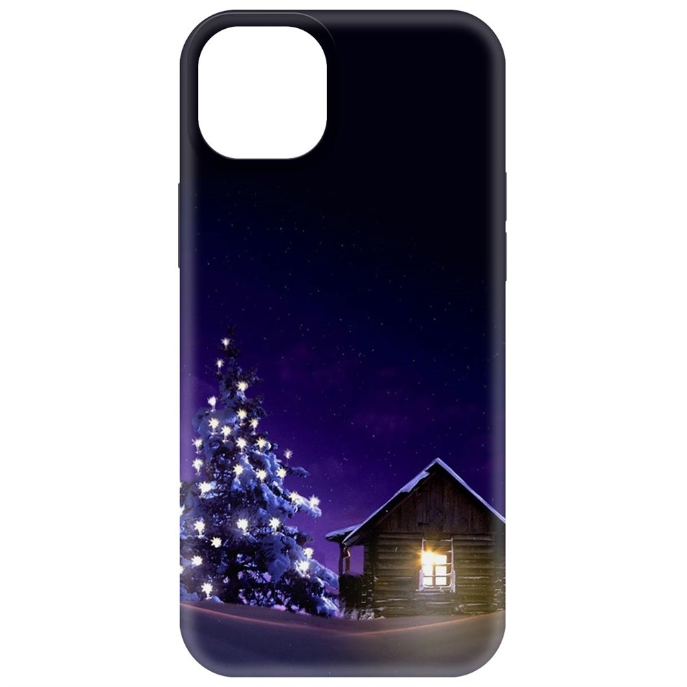 

Чехол-накладка Krutoff Soft Case Зимний домик для iPhone 15 Plus черный