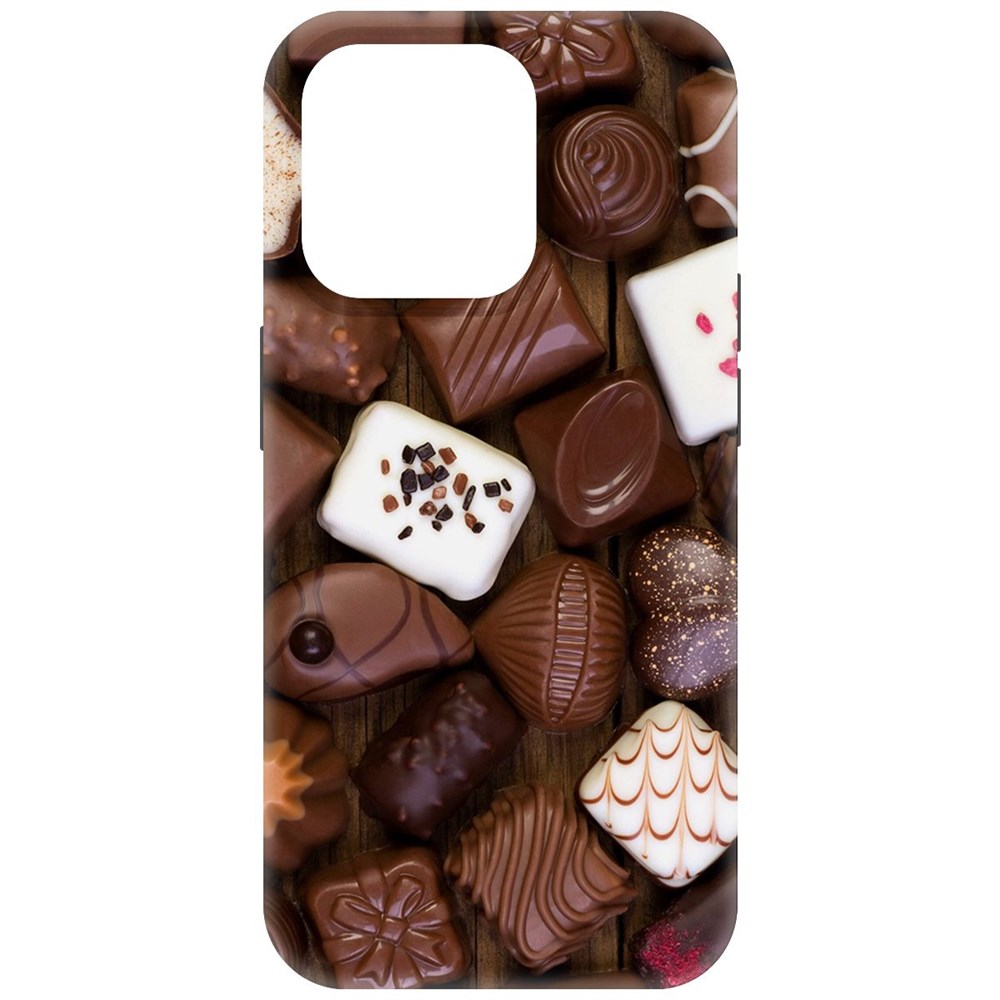 

Чехол-накладка Krutoff Soft Case Конфеты для iPhone 15 Pro черный