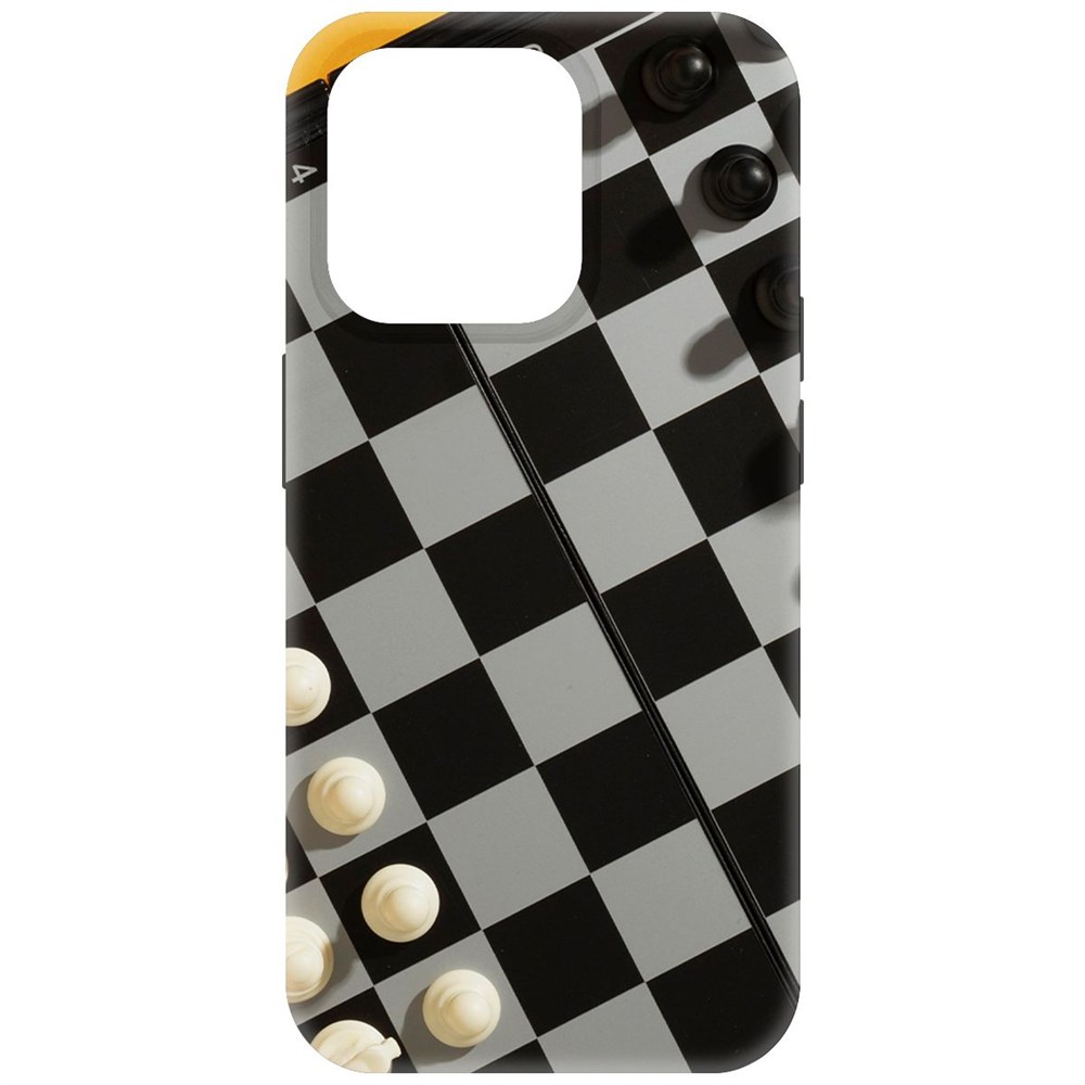 

Чехол-накладка Krutoff Soft Case Шахматы для iPhone 15 Pro черный