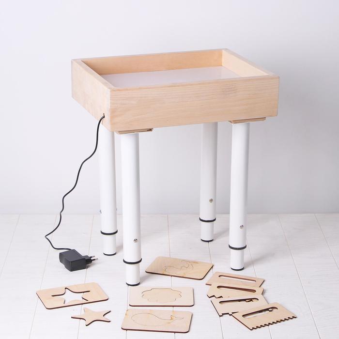 Стол для рисования песком с белой подстветкой, 30x40 см + гребень и трафарет стол для рисования песком с белой подстветкой 30×40 см гребень и трафарет