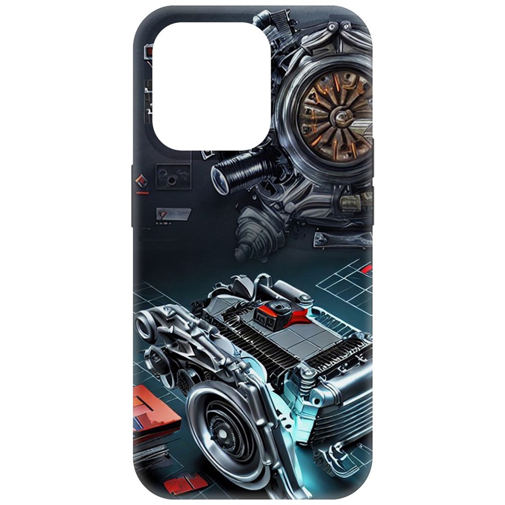 

Чехол-накладка Krutoff Soft Case Моторы для iPhone 15 Pro черный