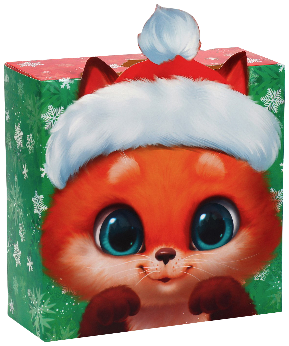 

Коробка складная С новым годом, 25 х 25 х 10 см, Зеленый;коричневый