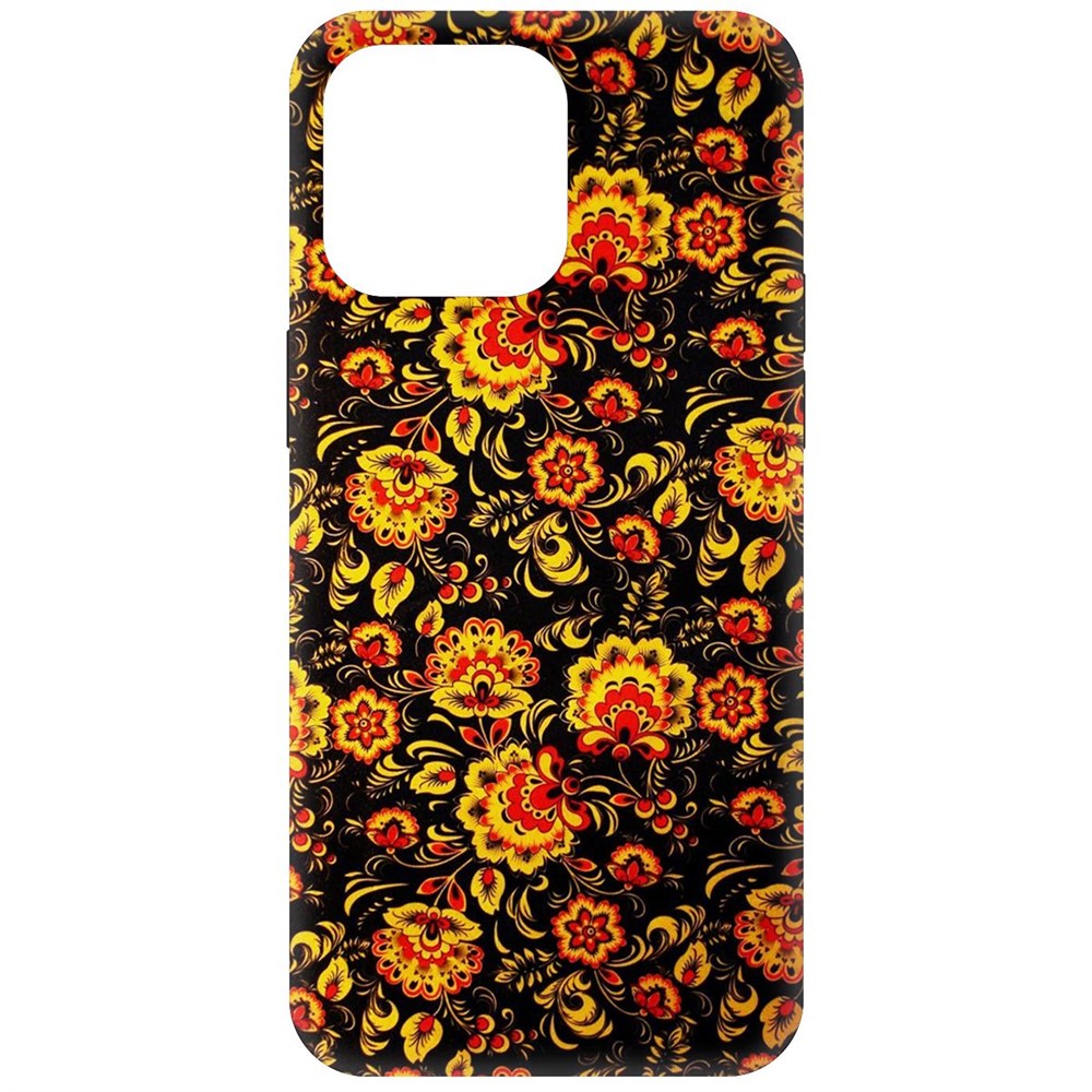

Чехол-накладка Krutoff Soft Case Хохлома для iPhone 15 Pro Max черный