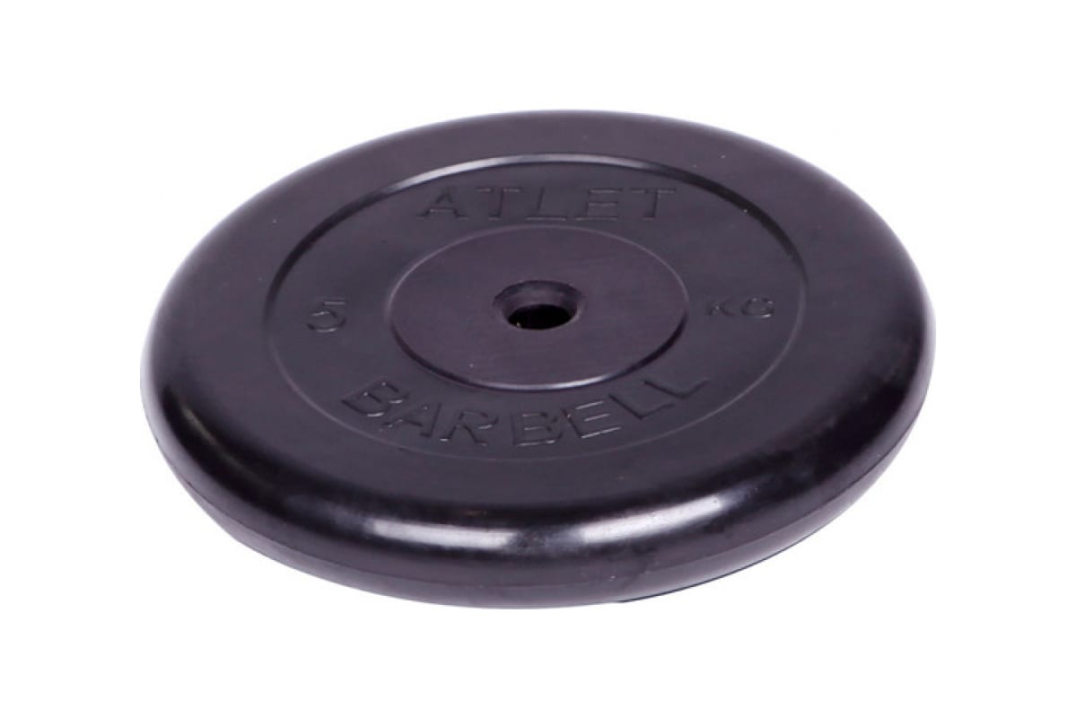 Обрезиненный диск Barbell Atlet d 26 мм, чёрный, 5.0 кг 2479