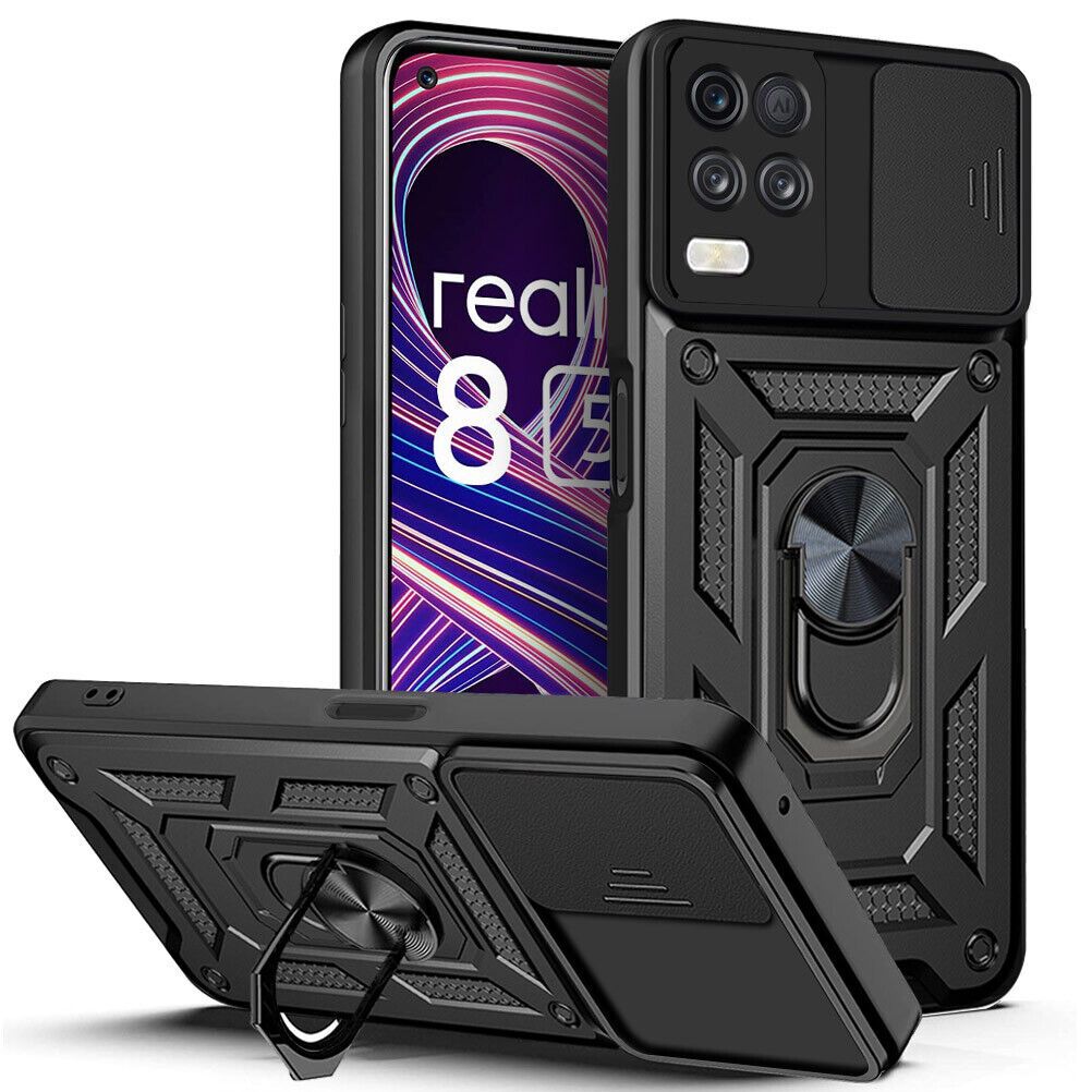 

Чехол на Realme 8, 8 Pro с магнитом и кольцом, Черный, Realme 8, 8 Pro