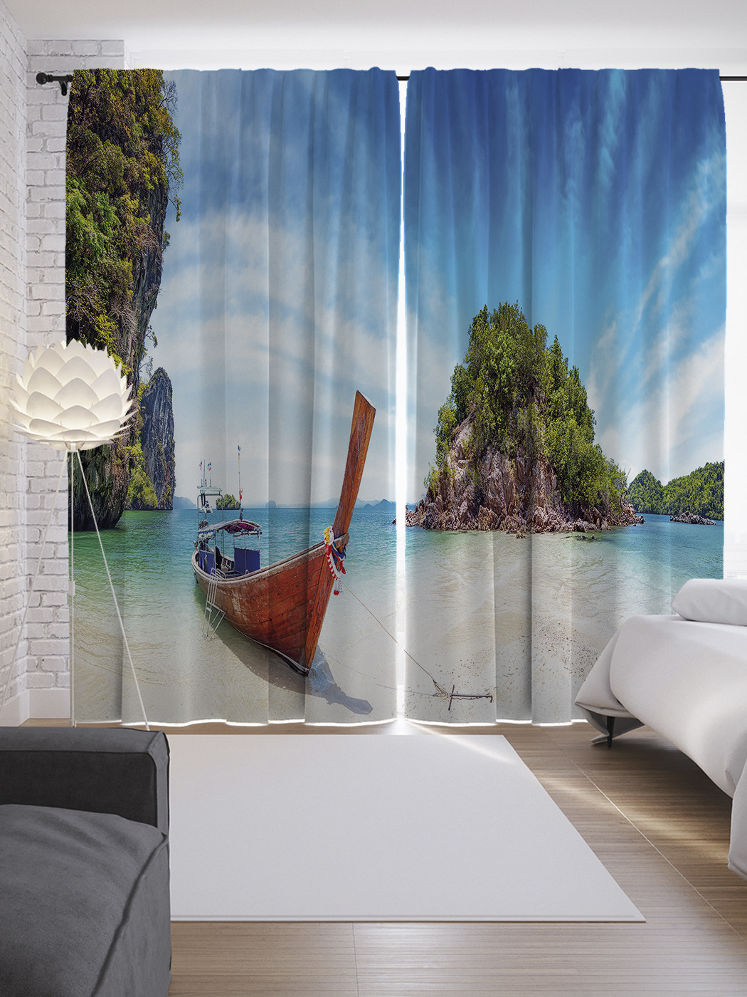 

Шторы JoyArty с фотопечатью "Тропический остров" из сатена, 290х265 см, Тропический остров