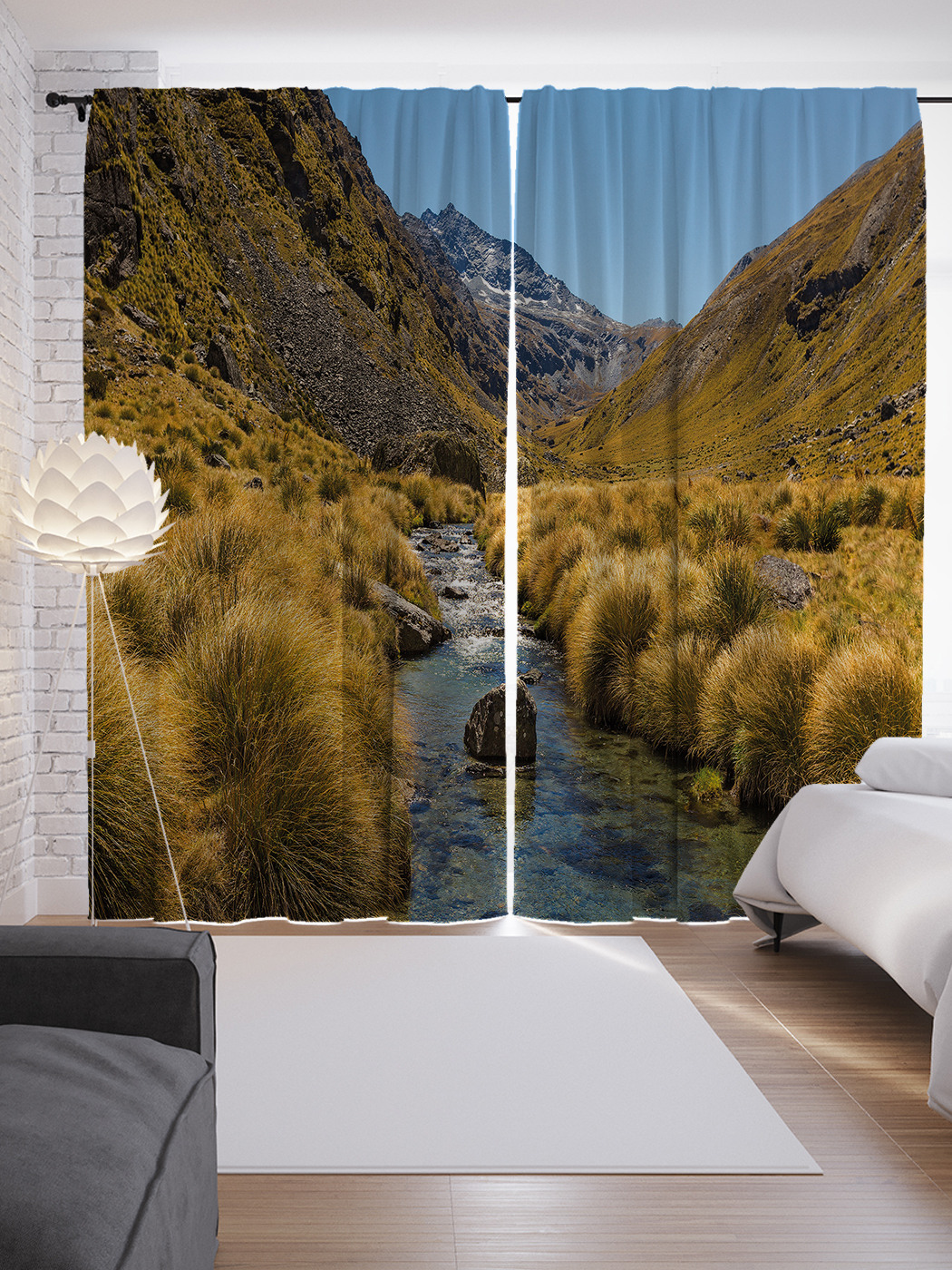 

Шторы JoyArty с фотопечатью "Ручей с ледника" из сатена, 290х265 см, Ручей с ледника