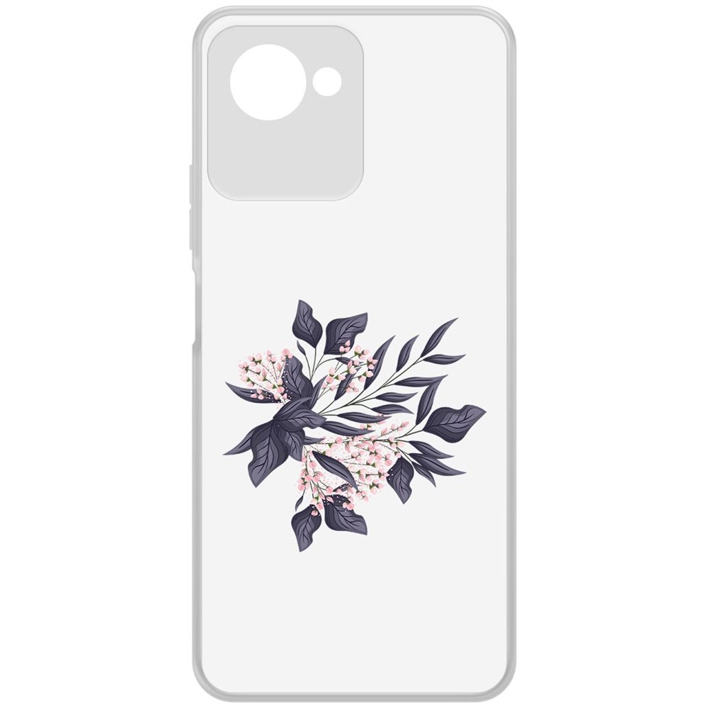 

Чехол-накладка Krutoff Clear Case Розовые бутоны для Realme C30s