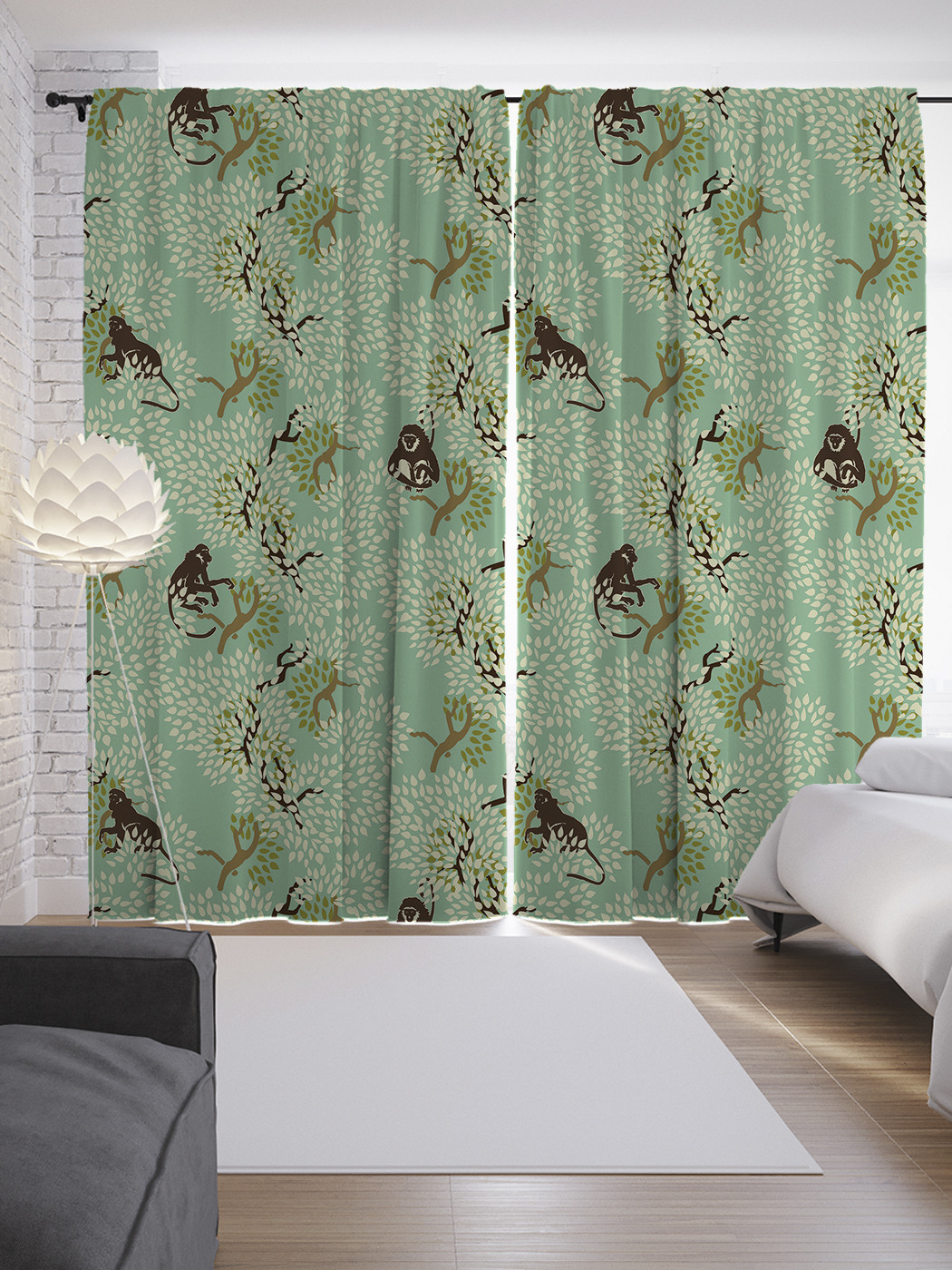 

Шторы JoyArty с фотопечатью "Обезьяны в лесу" из сатена, 290х265 см, Обезьяны в лесу