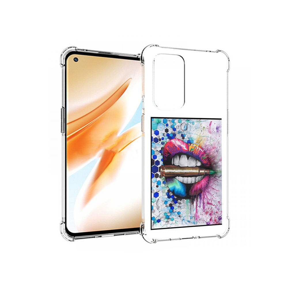 

Чехол MyPads Tocco для OnePlus 9 Pro разноцветные губы с пулей (PT159597.127.571), Прозрачный, Tocco