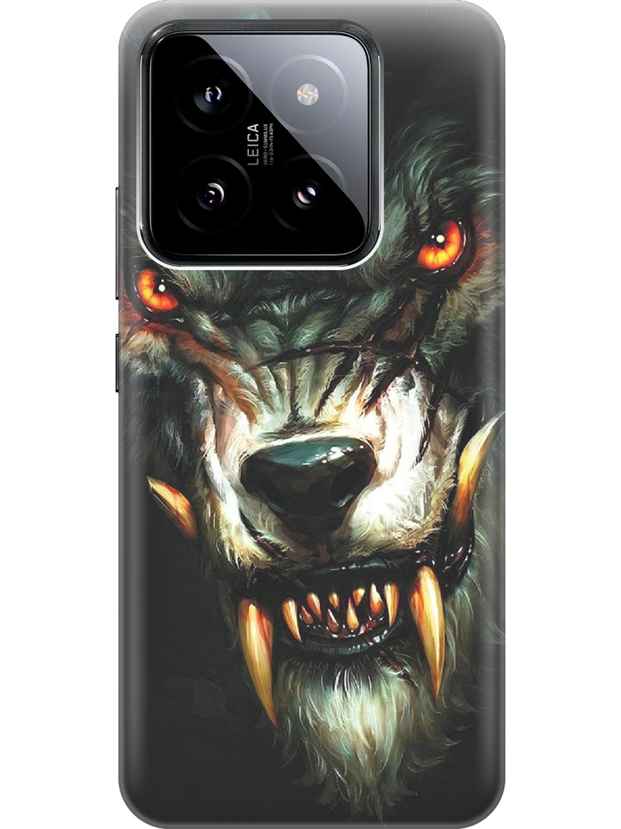 

Силиконовый чехол на Xiaomi 14 с рисунком "Злой оборотень", Желтый;черный, 20012082