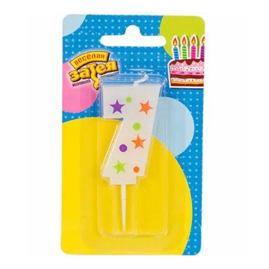 Свеча праздничная Веселая Затея Цифра 7 белая 5 см