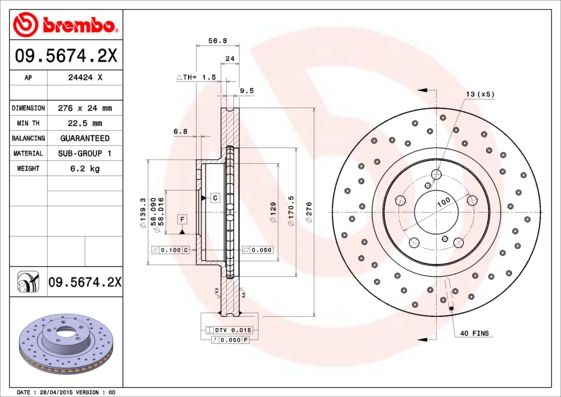 

Диск Тормозной Передний Перфорированный Xtrasubaru Forester/Impreza/Legacy 92>