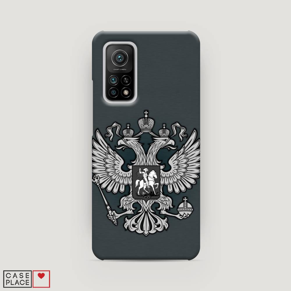 фото Пластиковый чехол "герб россии серый" на xiaomi mi 10t awog