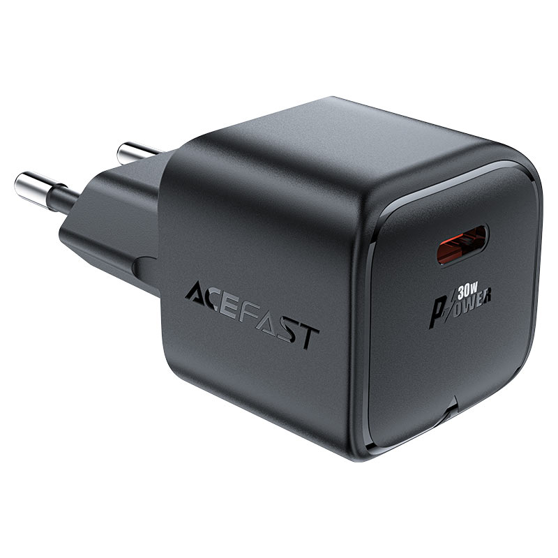 

Сетевое зарядное устройство ACEFAST A77 mini PD30W GaN USB-C charger EU черный, A77 mini