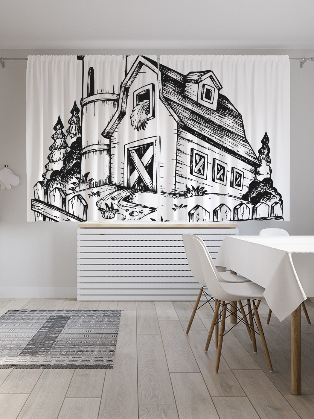 

Классические шторы JoyArty "Графический амбар", серия Oxford DeLux, 2 полотна 145x180 см, Графический амбар