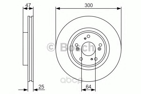 

Тормозной Диск Bosch Передний Для Honda Cr-V Ii 05-06, Accord 16" 03- D=300Мм 986 479 R24