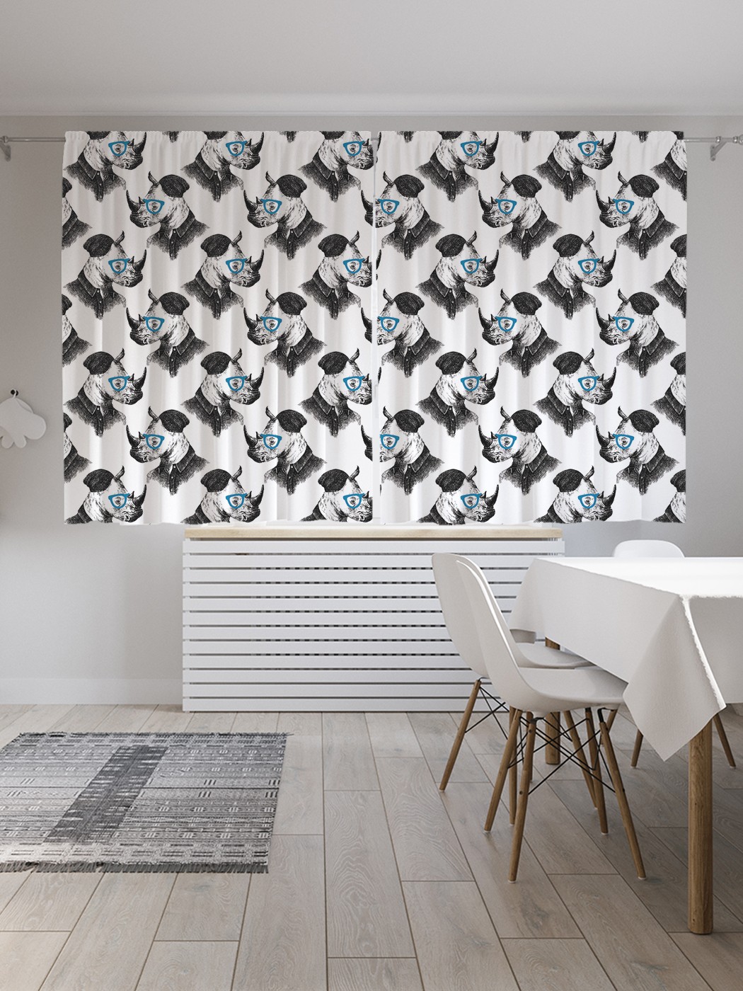 

Классические шторы JoyArty "Носорог в очках", серия Oxford DeLux, 2 полотна 145x180 см, Носорог в очках