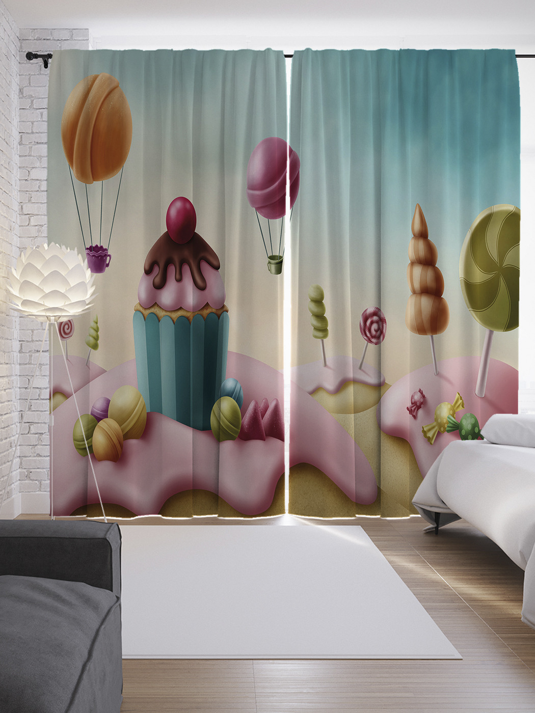 

Шторы JoyArty с фотопечатью "Сладкий мир" из сатена, 290х265 см, Сладкий мир