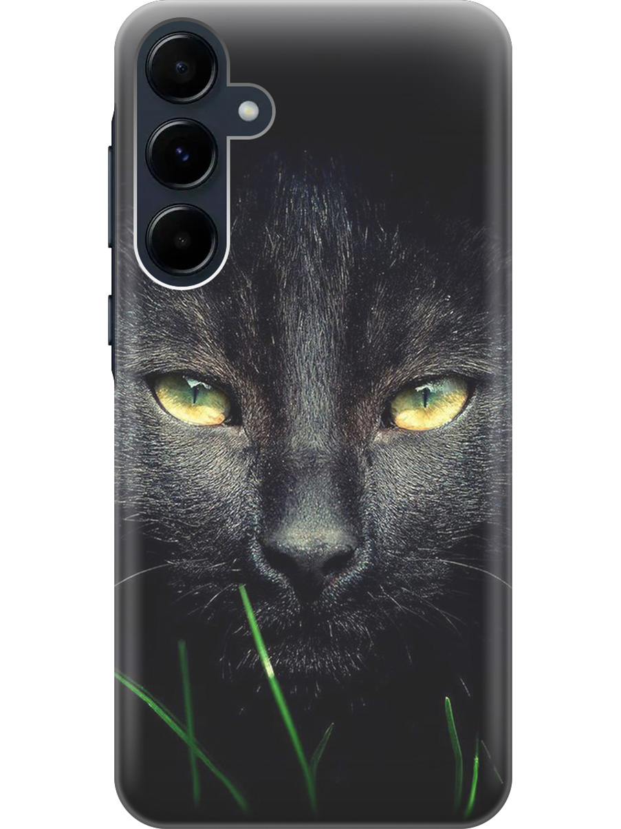 

Силиконовый чехол на Samsung Galaxy A35 с рисунком "Кошка в темноте", Черный, 20012130
