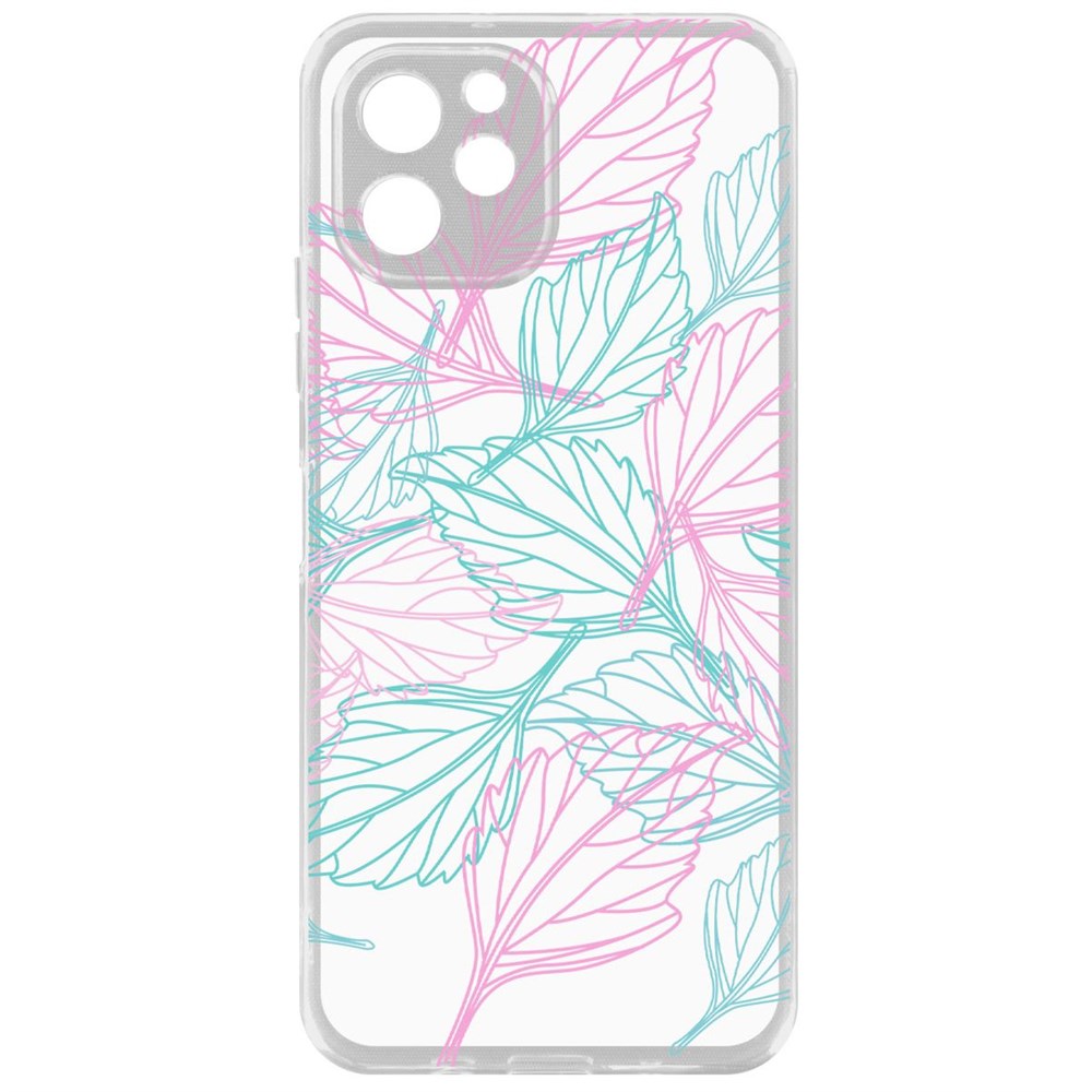 

Чехол-накладка Krutoff Clear Case Листья паттерн для Huawei Nova Y61, Прозрачный