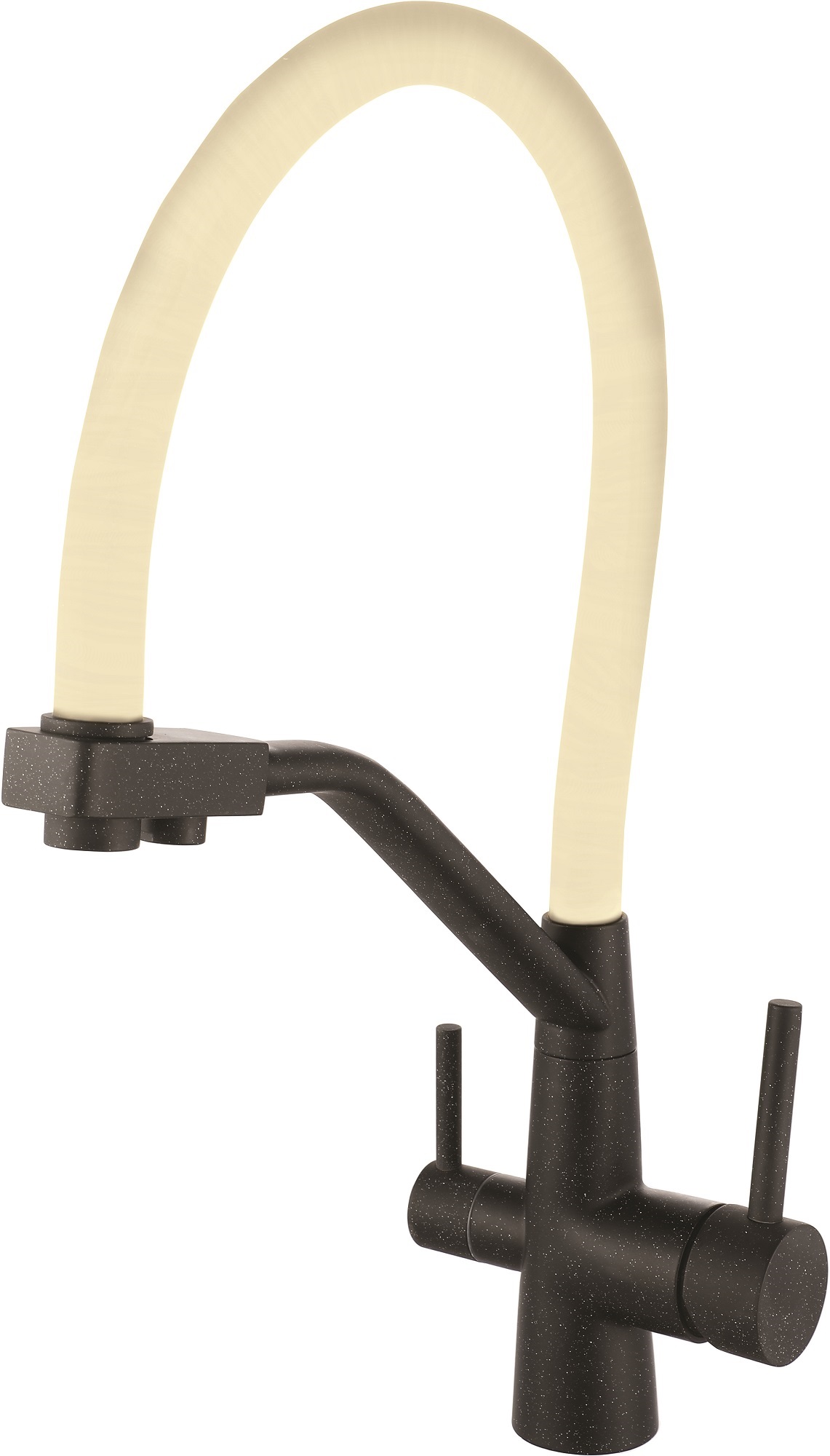 Смеситель для кухни Trigor с гибким изливом и фильтром для питьевой воды черный/бежевый