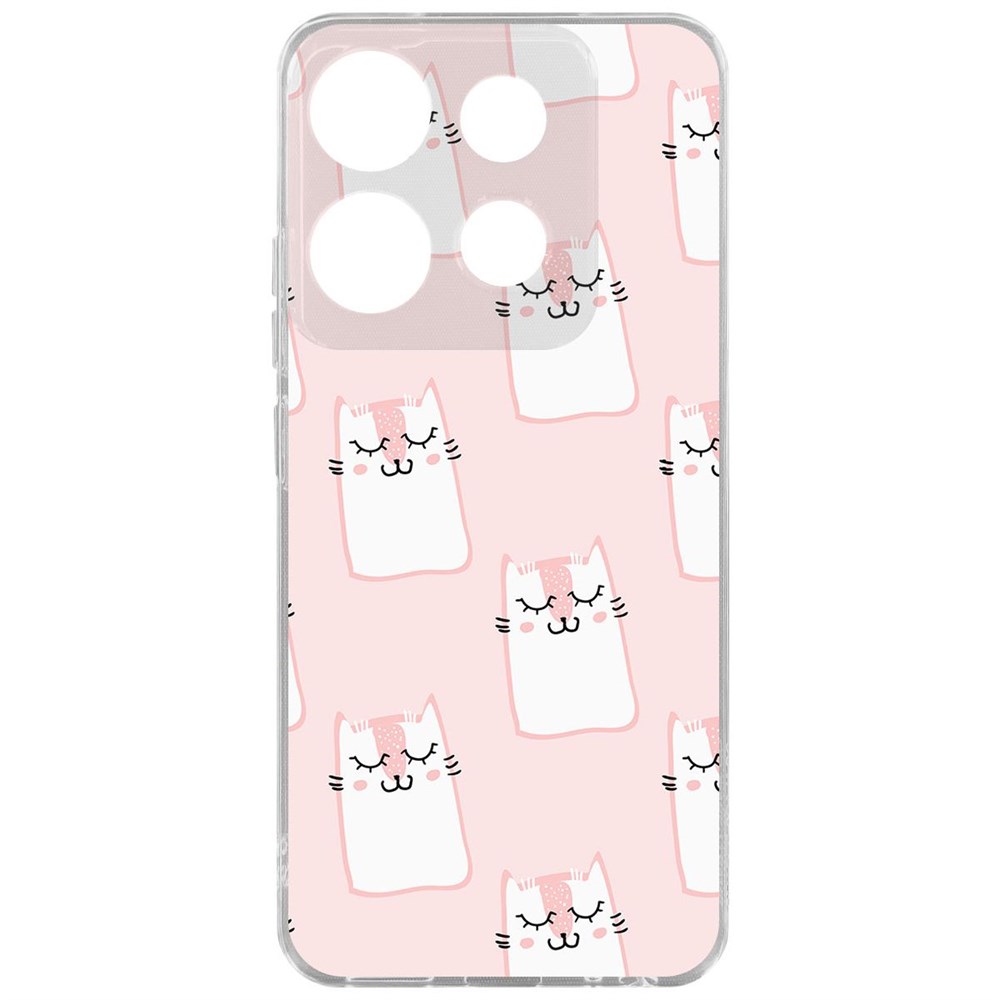 

Чехол-накладка Krutoff Clear Case Котики паттерн для TECNO POP 7, Прозрачный