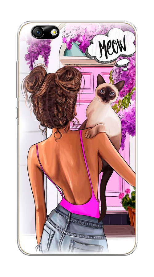 

Чехол Awog на Honor 4X "Девушка с кошкой", Разноцветный, 63550-7