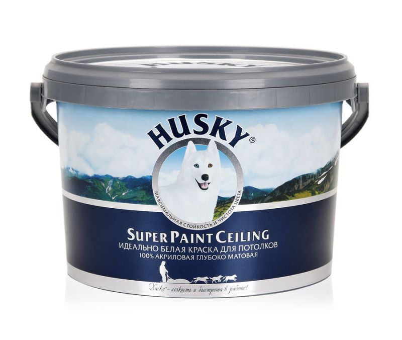 фото Краска husky super paint ceiling, белый, 2,5 л