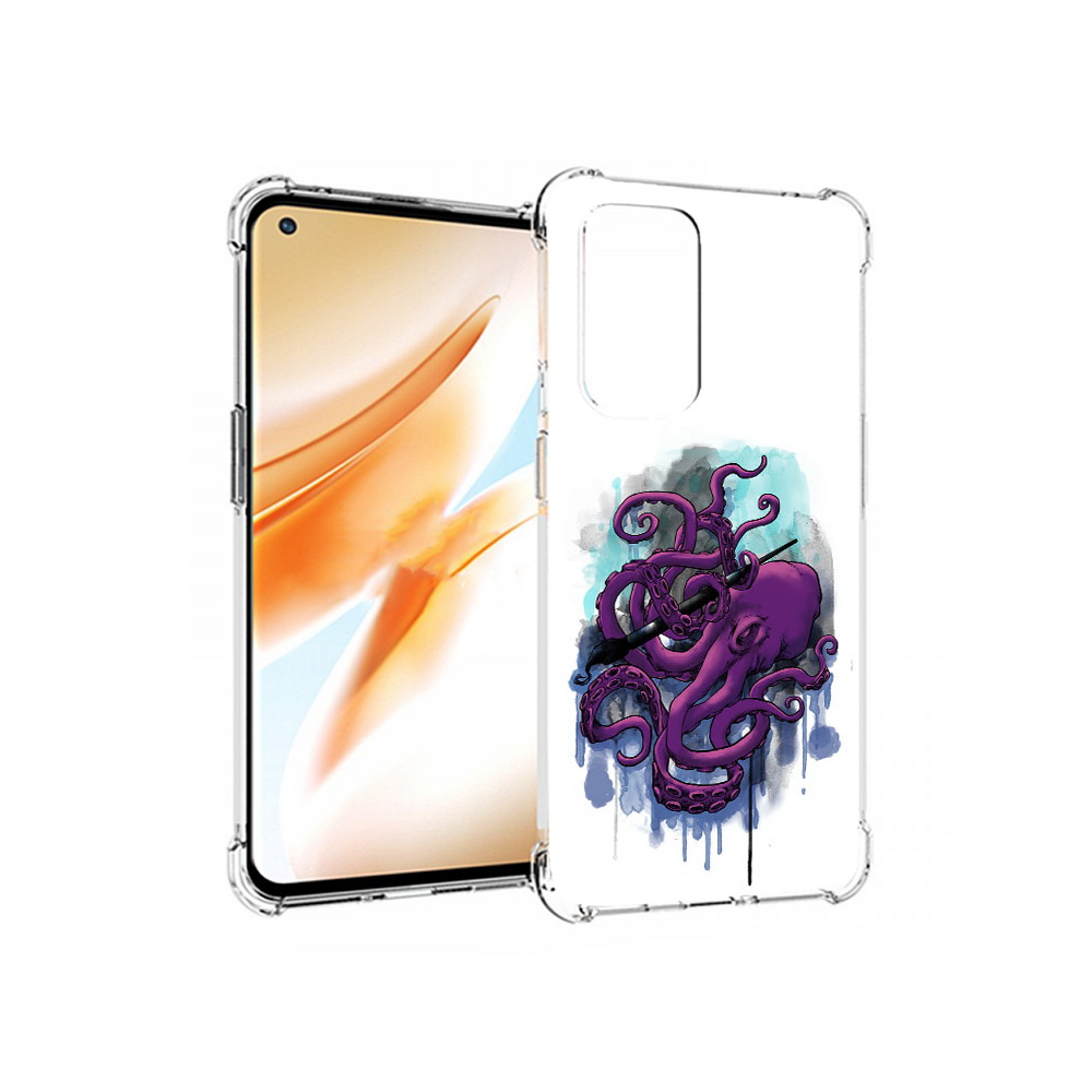 

Чехол MyPads Tocco для OnePlus 9 Pro фиолетовый осьминог (PT159597.127.658), Прозрачный, Tocco