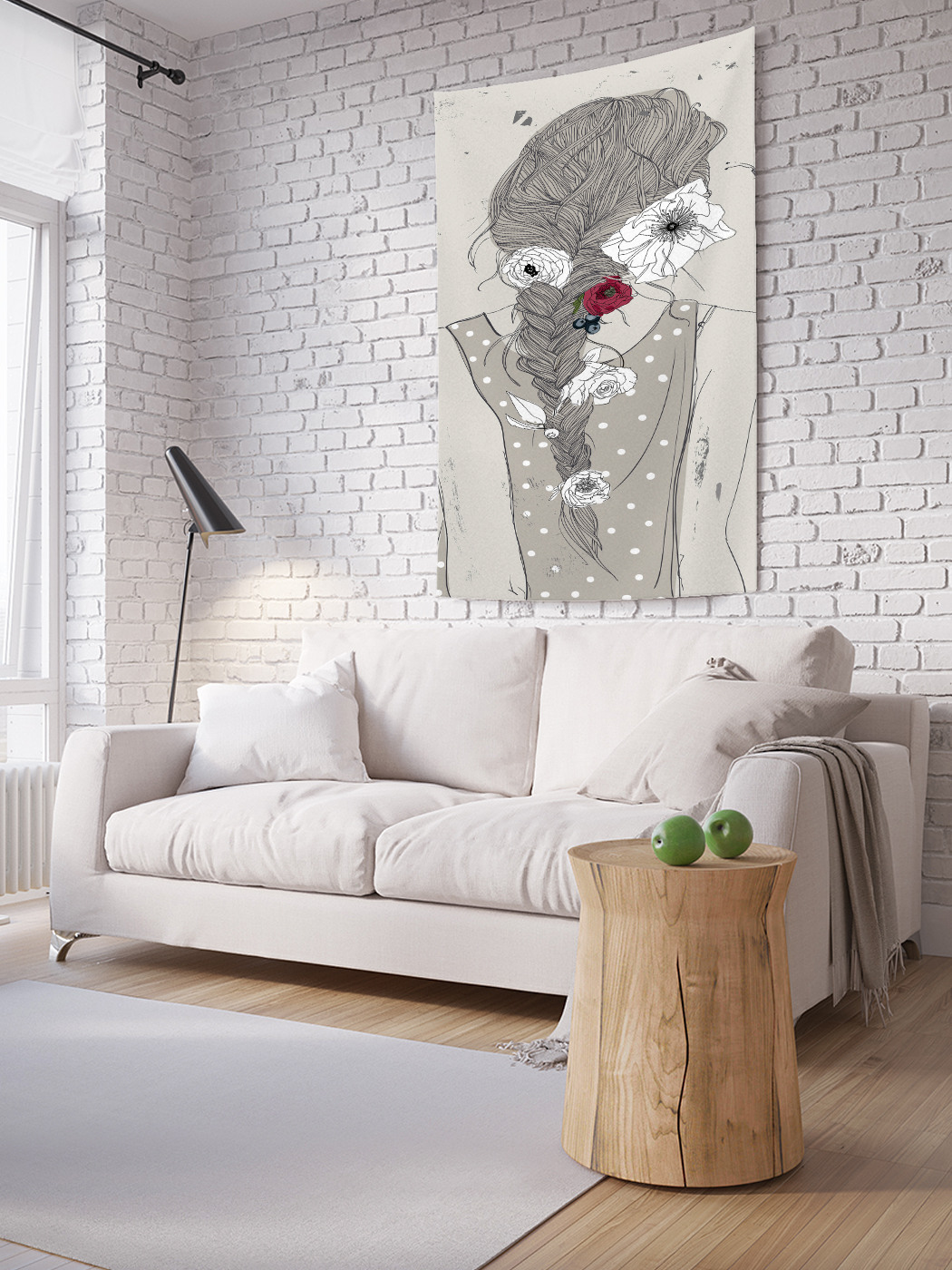 

Вертикальное фотопанно на стену JoyArty Коса с цветами 100x150 см, Коса с цветами