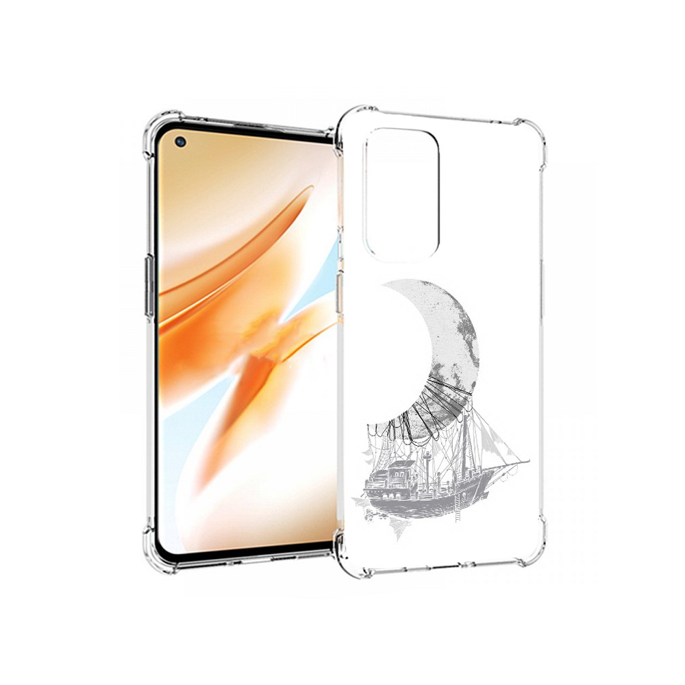 

Чехол MyPads Tocco для OnePlus 9 Pro черно белый корабль полумесяц (PT159597.127.684), Прозрачный, Tocco