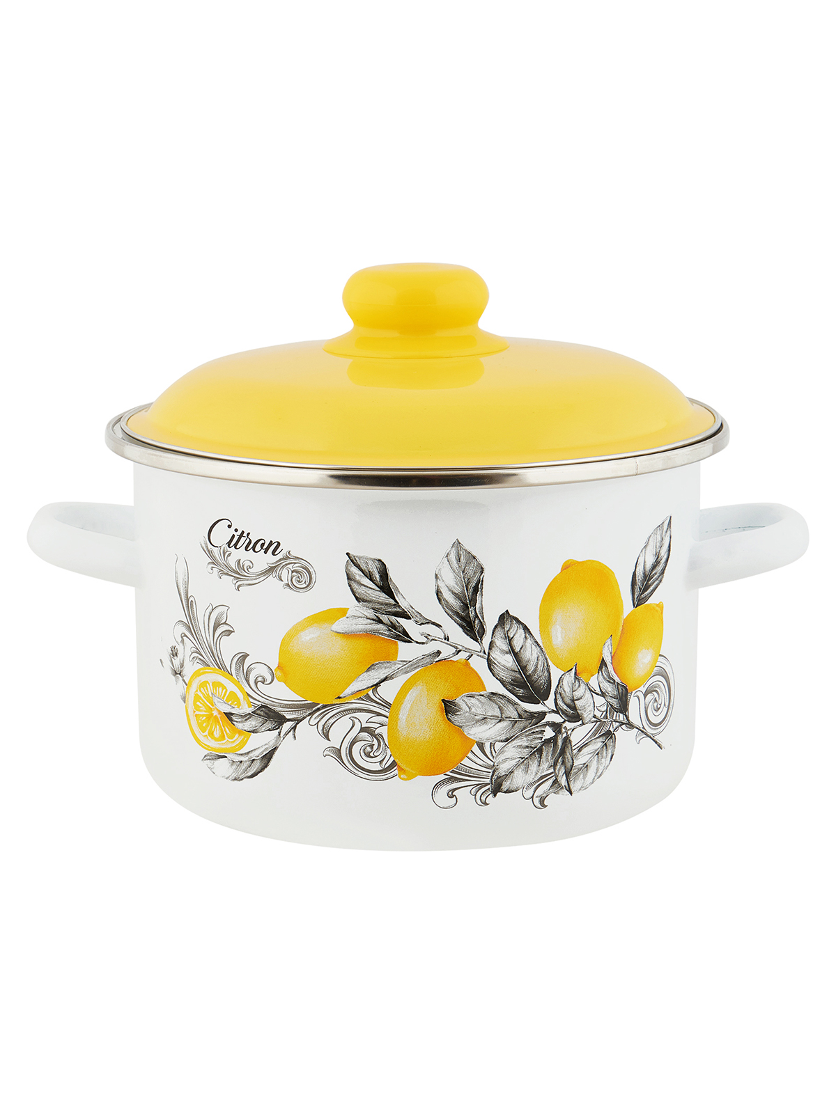 

Кастрюля эмалированная Appetite CITRON, с крышкой, 5,5 л, Белый