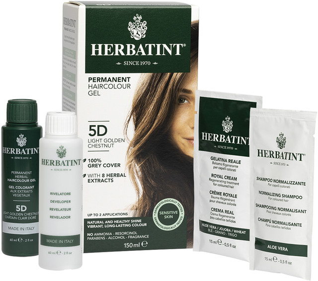 Купить Гель-краска для волос Herbatint тон 5D Светлый золотистый каштан, Гель-краска для волос тон 5D Светлый золотистый каштан