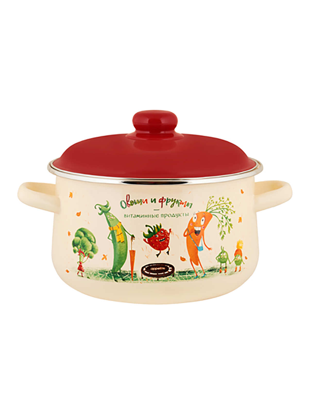 

Кастрюля эмалированная Appetite Веселые овощи, с крышкой, 5,5 л, Бежевый